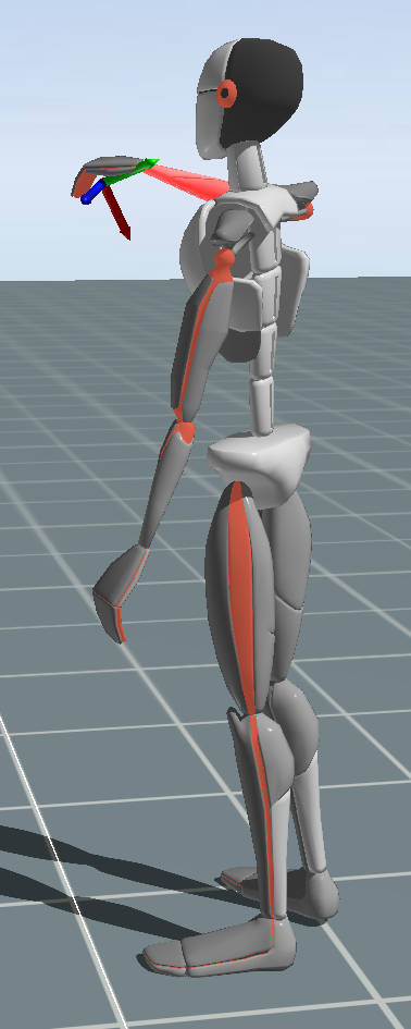 A 3D model raising their right arm.